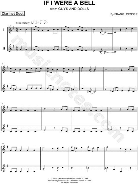 If I Were a Bell - Clarinet Duet