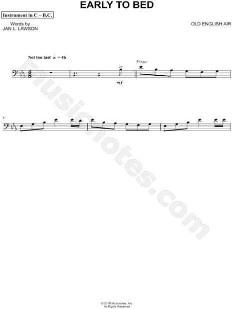 Early to Bed - Bass Clef Instrument