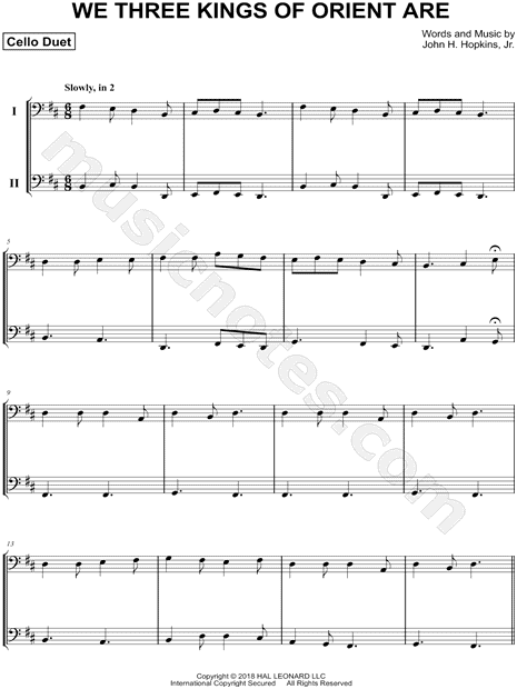 We Three Kings of Orient Are - Cello Duet