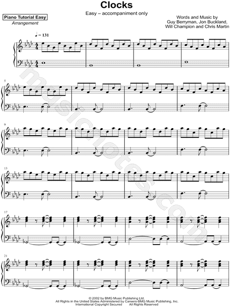 Clocks [easy - accompaniment only]