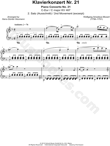 Piano Concerto No. 21 in C Major, K. 467: II. Andante [excerpt]