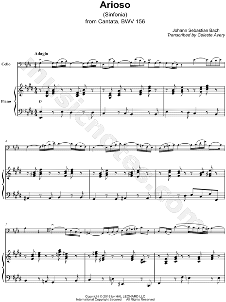 Arioso from Cantata No. 156, BWV 156 - Cello & Piano
