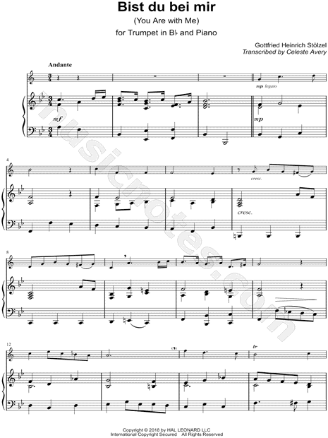 Bist du bei mir, BWV 508 - Trumpet & Piano