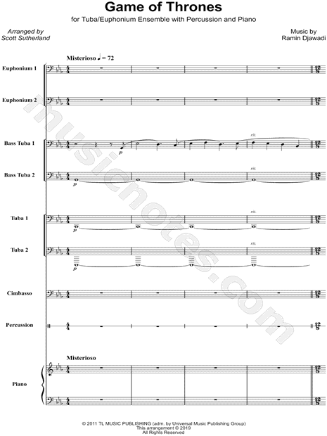 Game of Thrones - Tuba / Euphonium Ensemble with Percussion & Piano