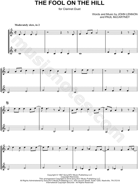The Fool on the Hill - Clarinet Duet