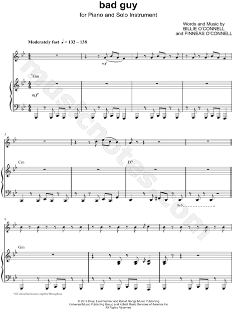 bad guy - Piano Accompaniment