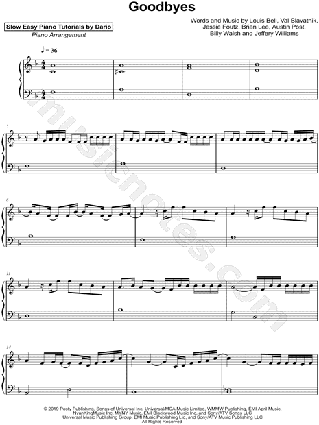 Goodbyes [Slow Easy Piano Tutorial]