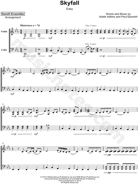 Skyfall [easy] - Violin & Cello