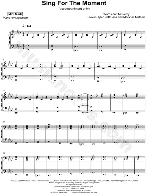 Sing for the Moment [accompaniment only]