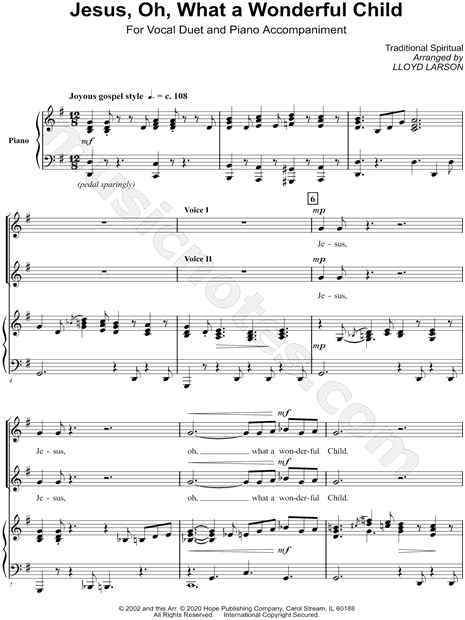 Jesus, Oh, What a Wonderful Child [Vocal Duet]