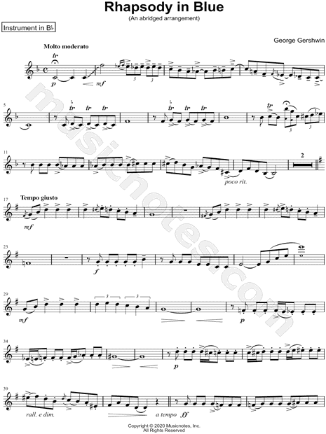 Rhapsody in Blue [abridged] - Bb Instrument
