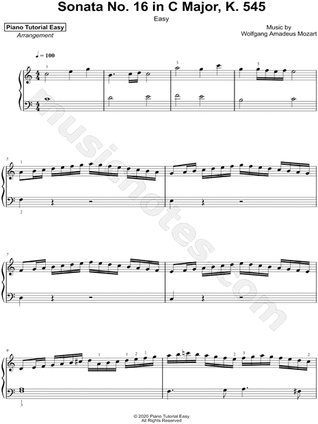 Sonata No. 16 in C Major, K. 545 [easy]