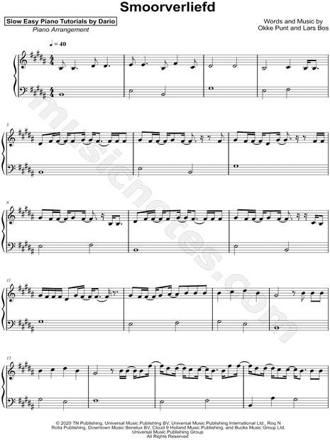 Smoorverliefd [Slow Easy Piano Tutorial]