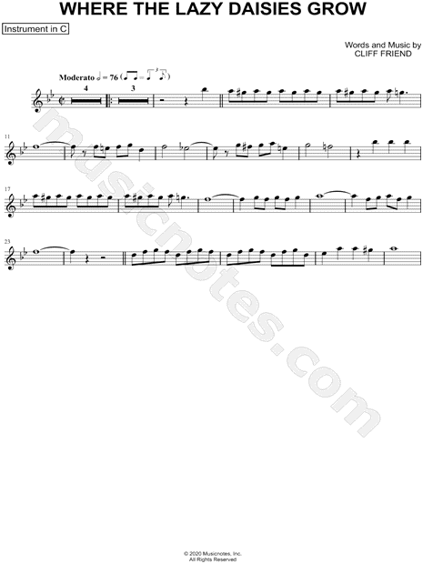 Where the Lazy Daisies Grow - C Instrument