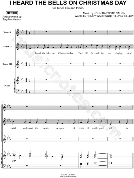 I Heard the Bells on Christmas Day - Tenor Trio & Piano