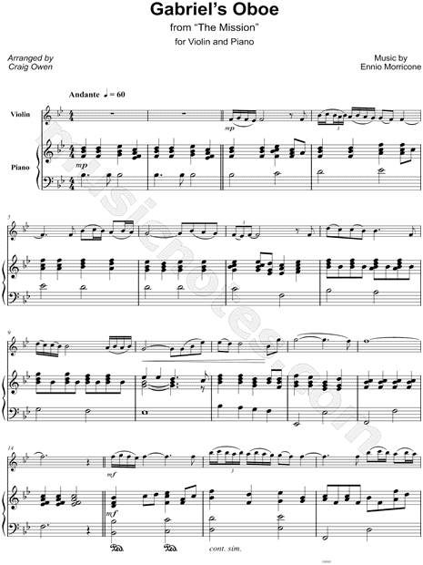 Gabriel's Oboe - Violin & Piano