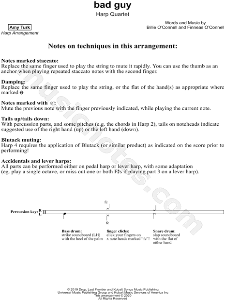 bad guy - Harp Quartet