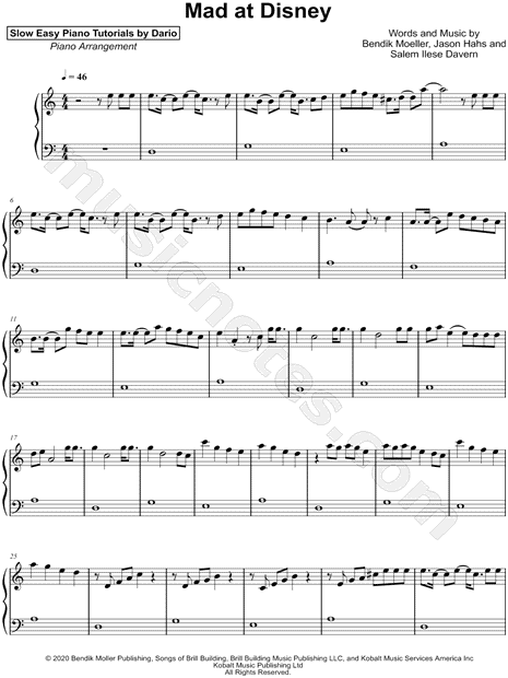 Mad at Disney [Slow Easy Piano Tutorial]