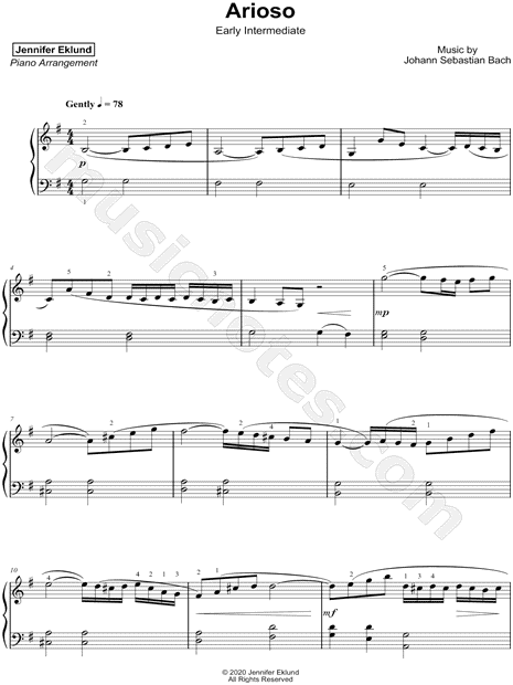 Arioso, from Cantata No. 156, BWV 156 [early intermediate]