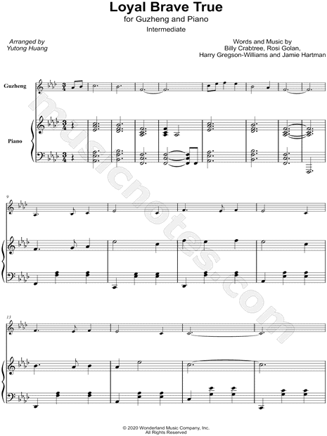 Loyal Brave True - Guzheng & Piano [intermediate]