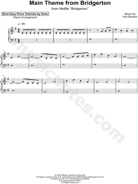 Main Theme from Bridgerton [Slow Easy Piano Tutorial]