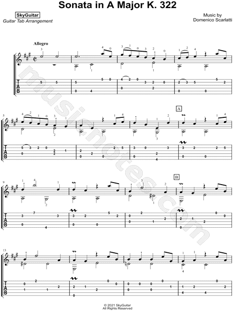 Sonata in A Major K.322