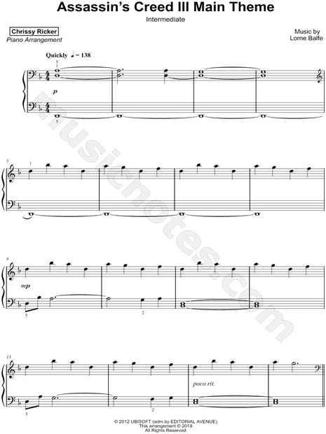 Assassin's Creed III Main Theme [intermediate]