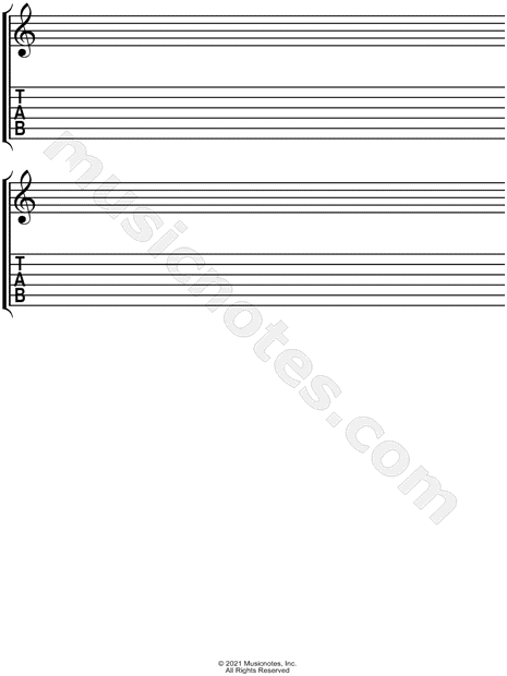 Manuscript Paper for Guitar TAB