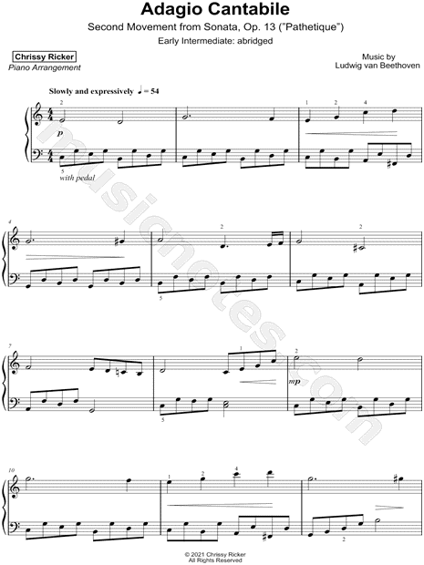 Sonata No. 8, Op.13 "Pathetique": II. Adagio Cantabile [early intermediate - abridged]