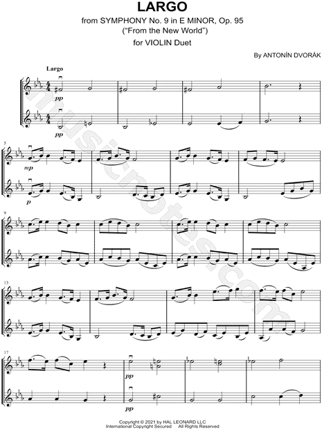 Largo from the New World - Violin Duet