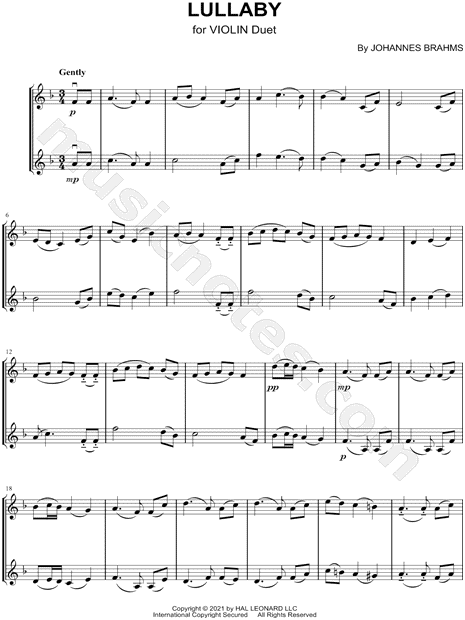 Brahms' Lullaby - Violin Duet