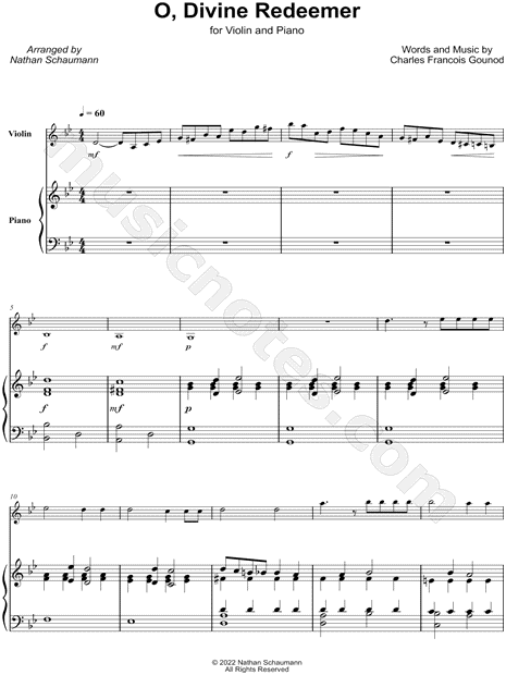 O, Divine Redeemer - Violin & Piano