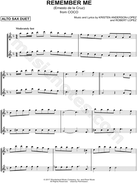 Remember Me (Ernesto de la Cruz) - Alto Saxophone Duet