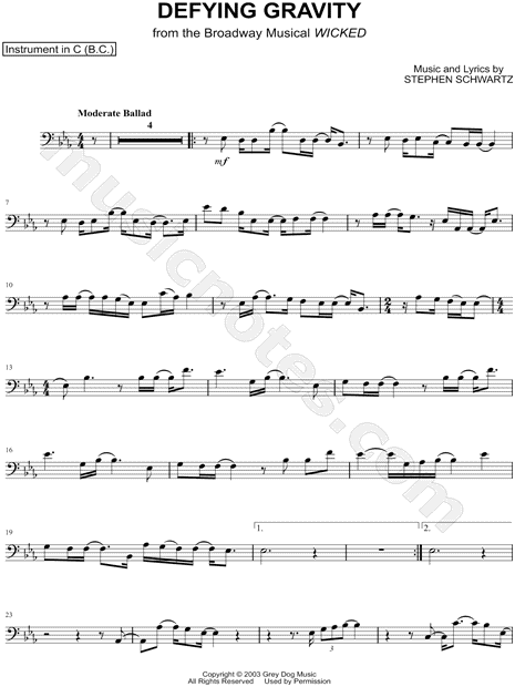 Defying Gravity - Bass Clef Instrument