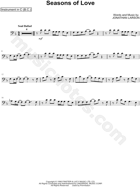 Seasons of Love - Bass Clef Instrument