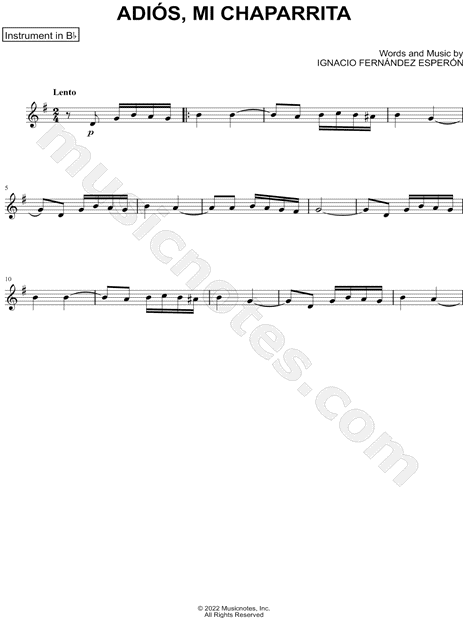 Adios, mi chaparrita - Bb Instrument