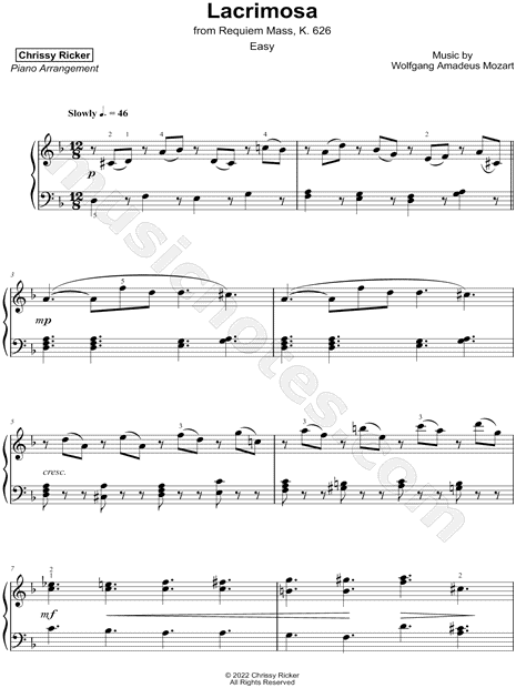 Requiem, K. 626: Lacrimosa [easy]