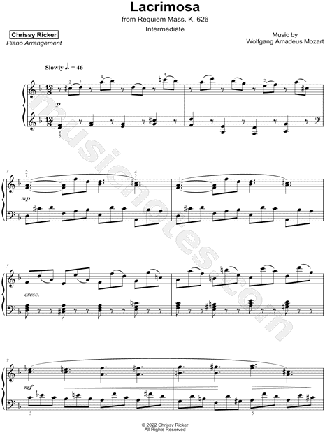 Requiem, K. 626: Lacrimosa [intermediate]