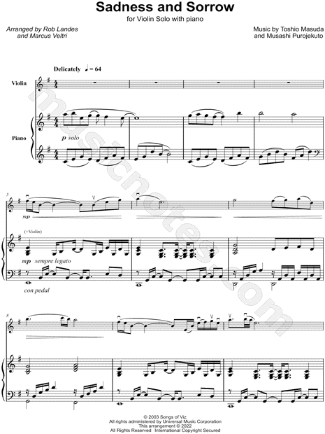 Sadness and Sorrow - Violin & Piano