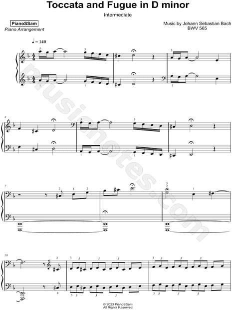 Toccata and Fugue in D Minor, BWV 565 [intermediate]