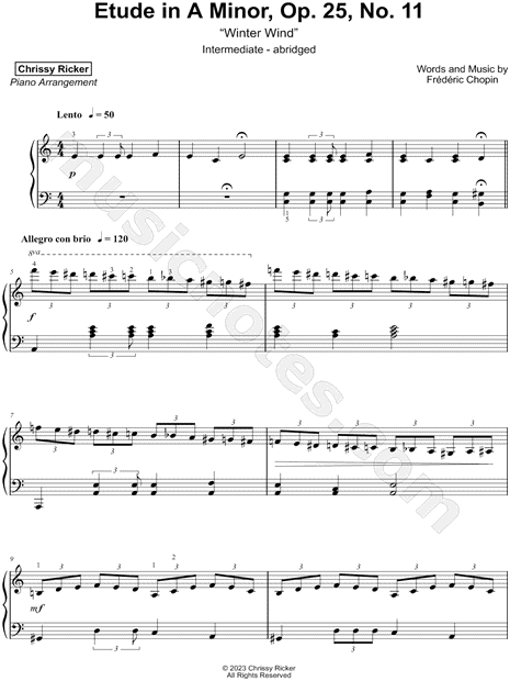 Etude, Op. 25, No. 11: Winter Wind [intermediate - abridged]