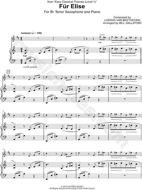 Für Elise - Tenor Saxophone & Piano