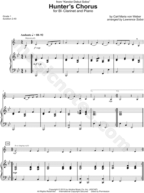 Hunters Chorus - Clarinet & Piano
