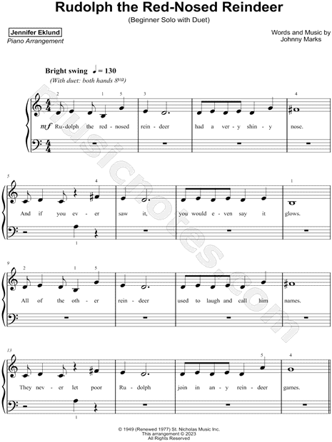 Rudolph the Red-Nosed Reindeer [beginner solo with duet]