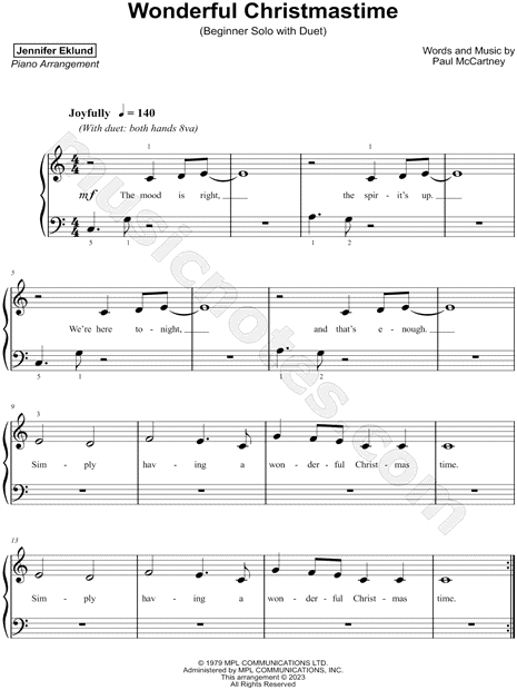 Wonderful Christmastime [beginner solo with duet]
