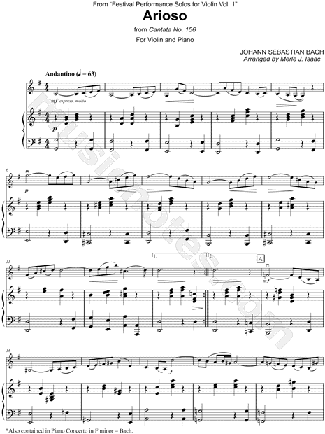 Arioso from Cantata 156 - Violin & Piano