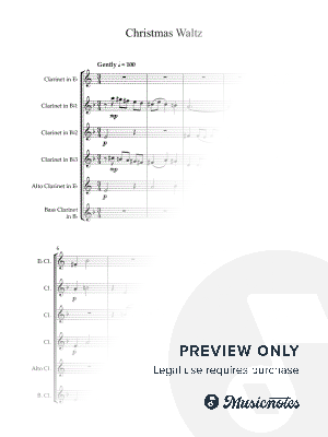 "Christmas Waltz" Original for Clarinet Choir. Early Intermediate