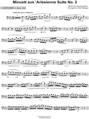 Menuet from L'Arlesienne Suite No. 2 - Bass Clef Instrument