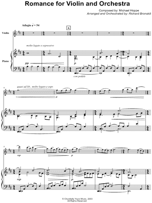 Romance for Violin and Orchestra - Piano Accompaniment