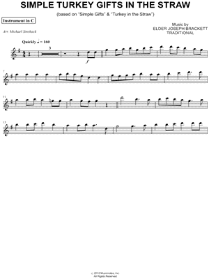 Simple Turkey Gifts In the Straw - C Instrument